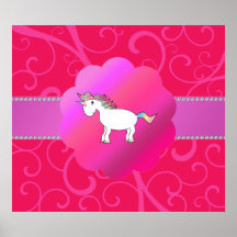 Remous mignons de rose de licorne posters