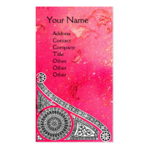 RENAISSANCE Monogram 1 bright pink sparkle Business Card Template