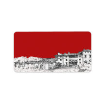 Renaissance museum red custom address label