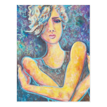 "Renee", fine art portrait on postcard