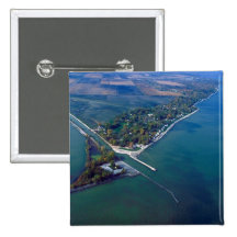 Reno Beach at Lake Erie Aerial Photograph Pinback Buttons