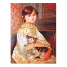 Renoir Girl With Cat Postcard
