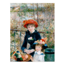 Renoir Two Sisters on Terrace Vintage Fine Art Postcard