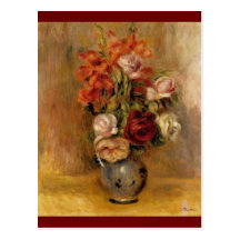 Renoir's A Vase of Gladiolas and Roses Post Card