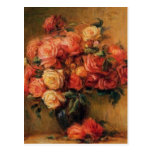 Renoir's Roses in a Vase Still Life Postcards