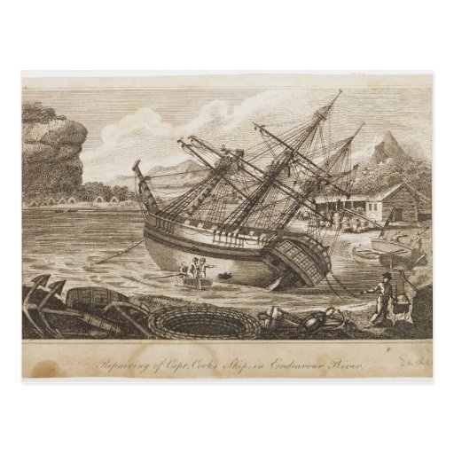 Repairing of Captain Cooks ship Post Cards