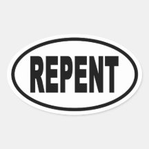 Repent Euro Style Oval Sticker