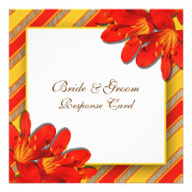 Réponse de pays de mariage de jaune orange invitations personnalisées