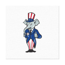 Republican Elephant Mascot Thumbs Up USA Flag Canvas Print