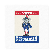 Republican Elephant Mascot Thumbs Up USA Flag Canvas Prints