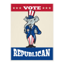 Republican Elephant Mascot Thumbs Up USA Flag Custom Invitation