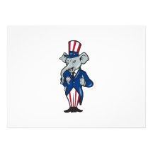 Republican Elephant Mascot Thumbs Up USA Flag Announcements