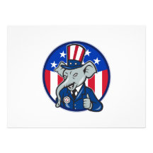 Republican Elephant Mascot Thumbs Up USA Flag Announcement