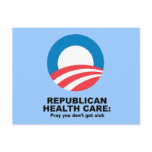 Republican Health Care - Pray you don't get sick postcards
