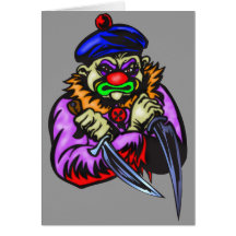 Repulsive Evil Clown Greeting Cards