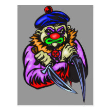 Repulsive Evil Clown Postcard