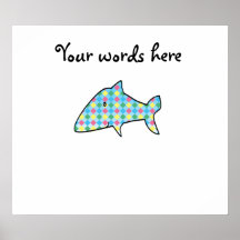 Requin à motifs de losanges bleu posters