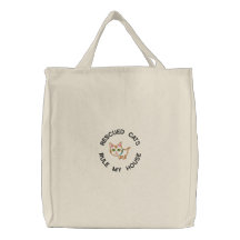 Rescue Cats Funny Embroidered Tote Bag