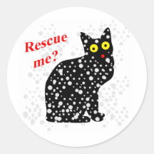 Rescue Me Snow Cat Round Stickers