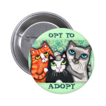 Rescued / Shelter Cat's Pinback Buttons