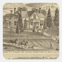 Residence of AP Howard Hancock Square Stickers