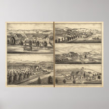 Residences of CP Hatch, Wm Sexton, JM Freeman Print