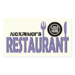Restaurant cutlery plate lavender black ivory business card templates