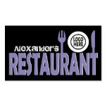 Restaurant cutlery plate lavender black white business cards