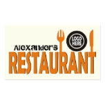 Restaurant cutlery plate orange black ivory business card templates