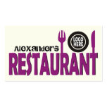 Restaurant cutlery plate purple black ivory business card templates