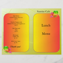 Restaurant Supplies Lunch Menu Sunrise design Personalized Flyer