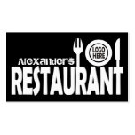 Restaurant text cutlery plate black white business card template