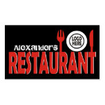 Restaurant text cutlery plate red black white business cards