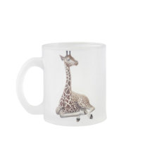 Resting Giraffe Frosted Glass Mug