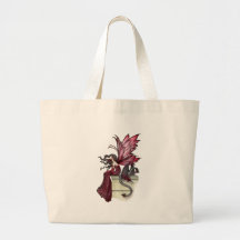 Restless Ruby Gothic Red Fairy and Dragon Tote Bag