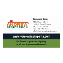 Restoration green and darkblue 1 business card templates