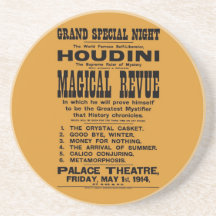 Restored 1914 Harry Houdini yellow billboard Drink Coasters