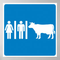 Restroom Facilities Humourous Highway Sign - COWS?