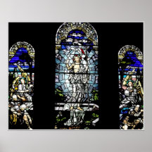 Résurrection de fenêtre en verre teinté de Jésus Posters