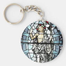 Résurrection de fenêtre en verre teinté de Jésus Porte-clé