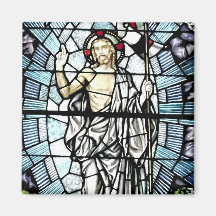 Resurrection of Jesus Stained Glass Window Refrigerator Magnets