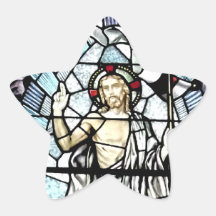 Resurrection of Jesus Stained Glass Window Star Sticker