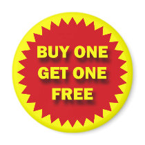 RETAIL SALE BADGE - BUY ONE GET ONE FREE REFRIGERATOR MAGNETS