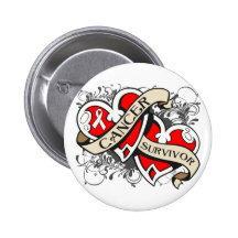 Retinoblastoma Cancer Survivor Dual Hearts Pinback Button