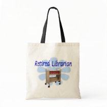 retired Librarian Book Cart Design Tote Bags