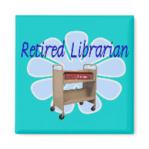 retired Librarian Book Cart Design Fridge Magnet