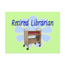 retired Librarian Book Cart Design Postcard