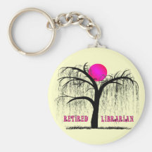 Retired Librarian Gifts Weeping Willow Design Keychains