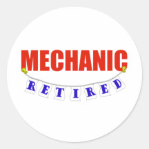 RETIRED MECHANIC ROUND STICKERS