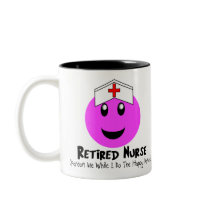 Retired Nurse Gifts "Happy Dance Pink Smiley" Mugs